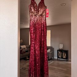 New burgundy  and gold sequence  dress
