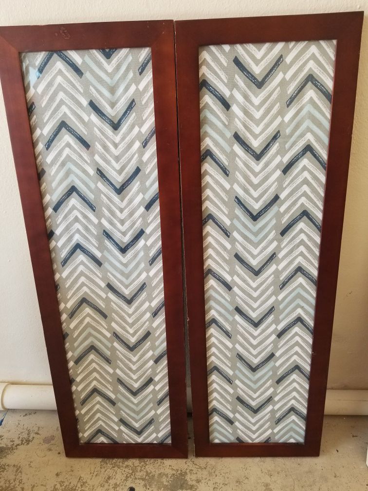 Two wood frame wall decor art