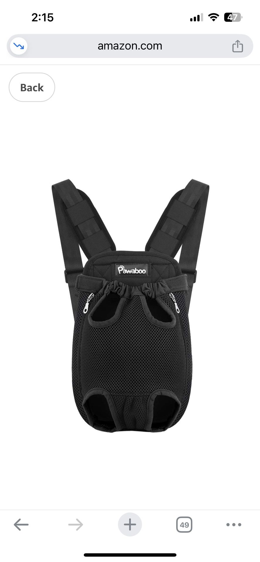 Black Pawaboo Pet Carrier