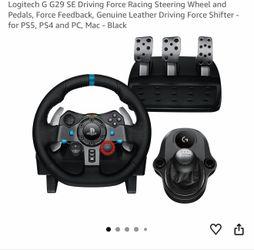 Logitech G G29 SE Driving Force Racing Steering Wheel and Pedals, Force Feedback, Genuine Leather Driving Force Shifter - for PS5, PS4 and PC, Mac - B