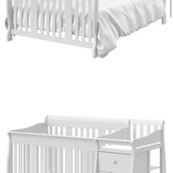 Storkcraft Portofino 5‑in‑1 Convertible Crib & Changer – White