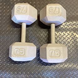 Dumbell Gray 75 Lbs 1 Pair  150 