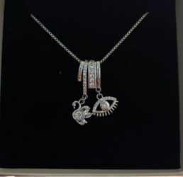 Silver Swan & Eye Pendant Necklace - Silver