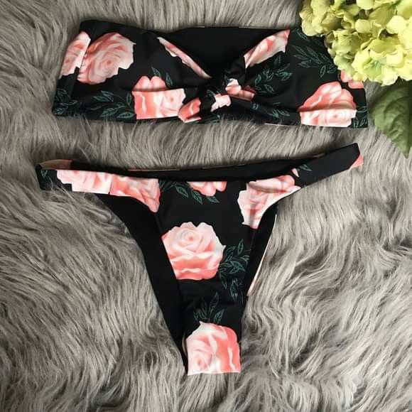 Strapless Bikini Brazilian Bikini Print Floral π