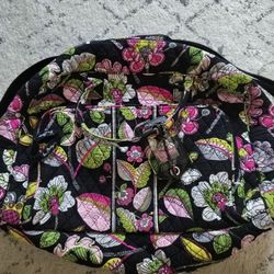 Vera Bradley Large Quilted Travel Duffel Bag – Floral Pattern – With Luggage Tag