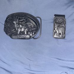 Rocky Mountain Elk Foundation Belt Buckle And Money Clip