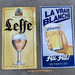 🔥 (2) Large Beer Sign Bar Lot Leffe & Hoegaarden 