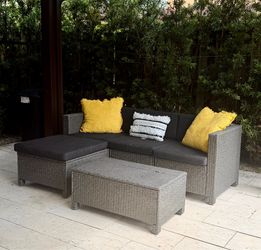 Outdoor Patio Furniture Set – Sectional, Ottoman & Coffee Table