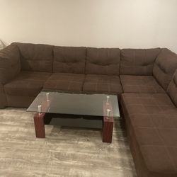 L Shaped couch with coffe table