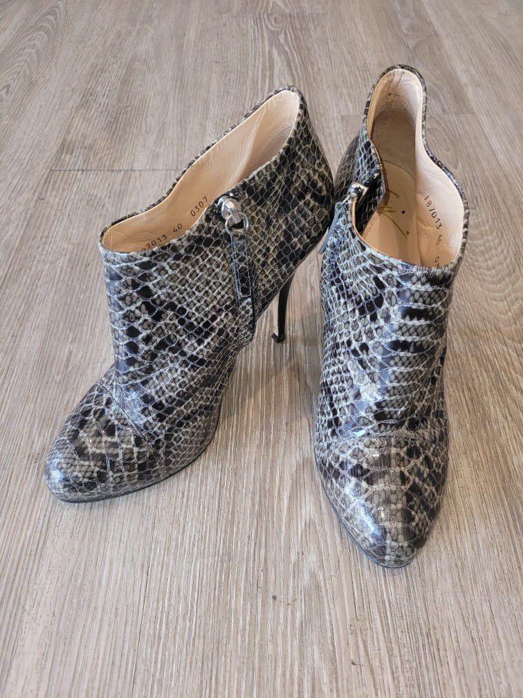 Giuseppe Zanotti Snakeskin And Leather Booties Shoes