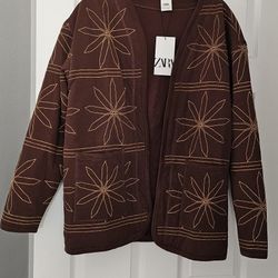 Zara Mens Embroidered Sweater/Jacket