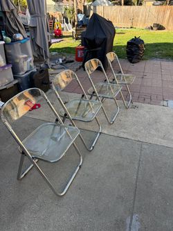 Set of 4 Clear Acrylic Folding Chairs