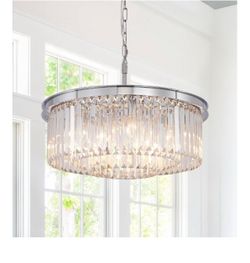Round Crystal Chandelier Chrome Finish