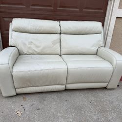 Top Grain Leather Power Recliner Loveseat