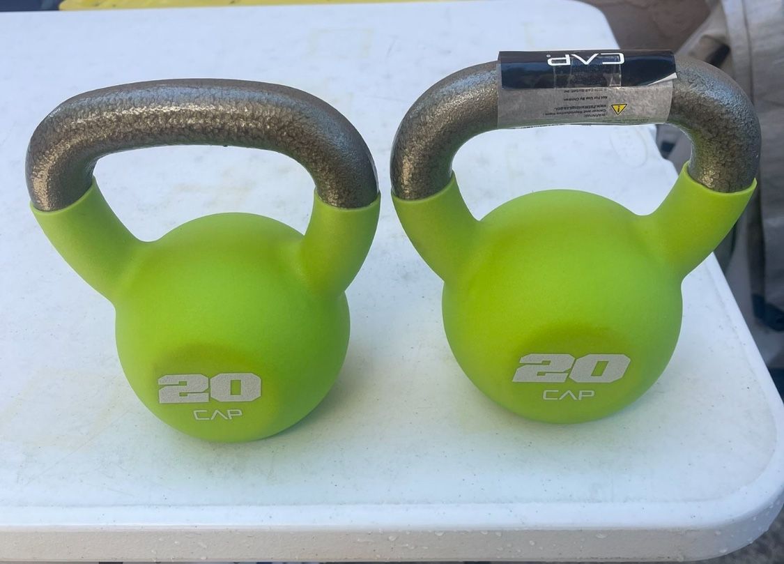 CAP, 20lb Neoprene Coated Kettlebell, Green