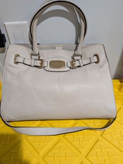 Michael Kors Hamilton White Pebbled Leather Satchel Shoulder Bag