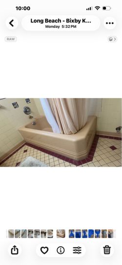 Vintage Beige Alcove Bathtub and sink