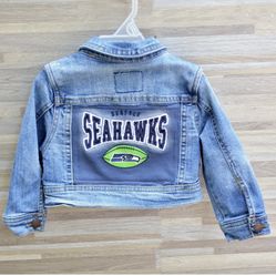 upcycled Seattle Seahawks denim jean jacket infant size 12 months 