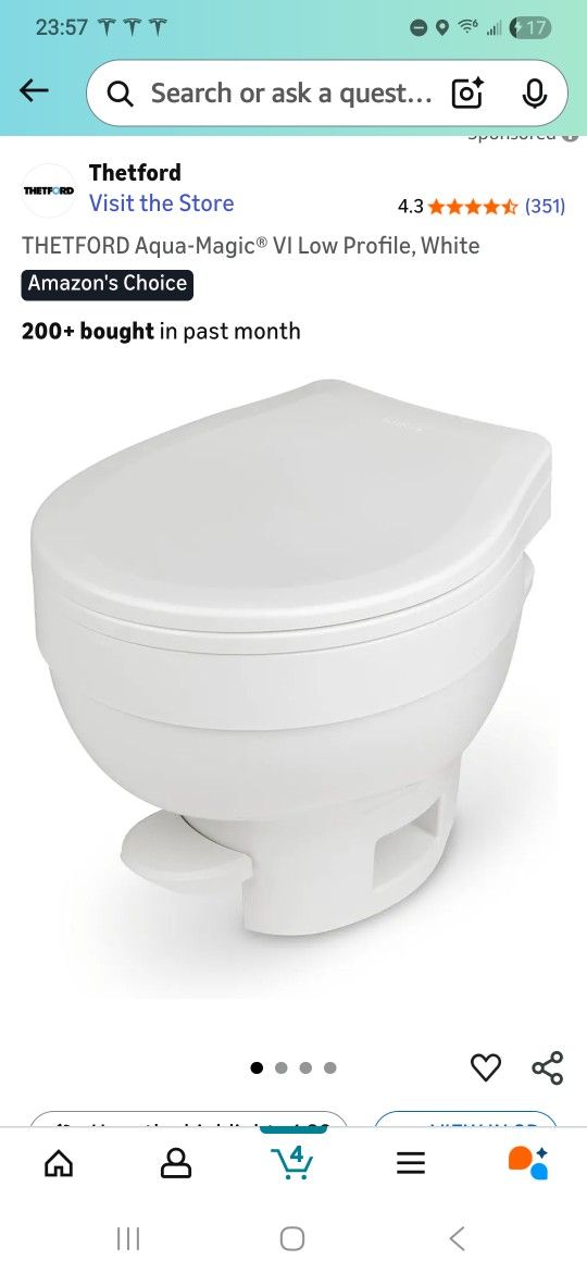 New THETFORD Aqua-Magic® VI Low Profile, White, RV toilet
