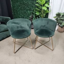 Beautiful Emerald Green and Gold Chairs