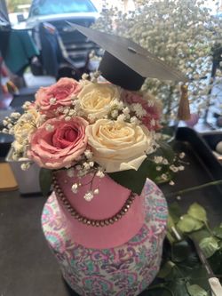 Graduation flower arrangement.
