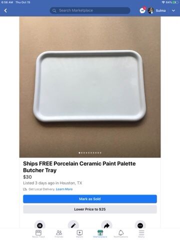 Porcelain Ceramic Paint Palette Butcher Tray Watercolor