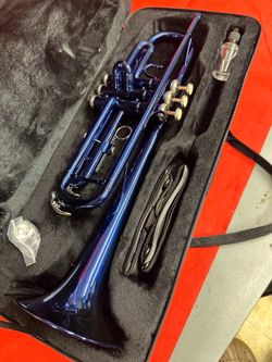 Nice Blue Trumpet with New Mouthpiece and Valve Oil Plays Great $200 Firm
