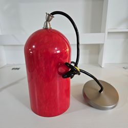 ​Translite Sonoma Lightolier Red Art Glass Cylinder Pendant Light Ceiling Fixture