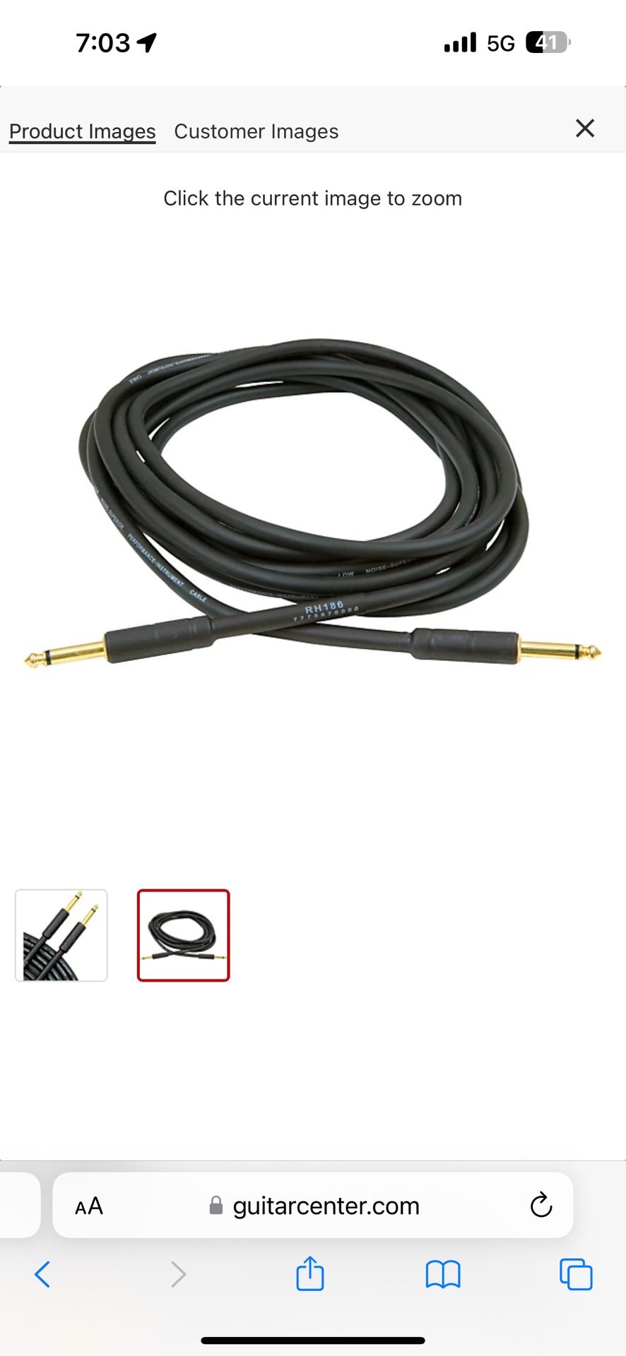 20’ Guitar Cord