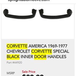 New 1969-77 Corvette Door Pulls - BLACK