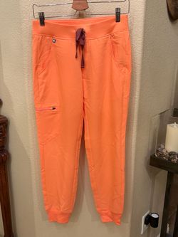 Figs Women Orange Drawstring Jogger Scrub Pants Size XS Petite