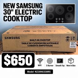 Electric Cooktop NEW Samsung 30” 5 Burner WiFi Stainless Steel