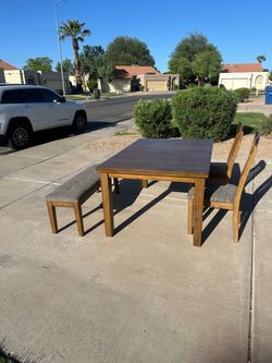 Wood Dining Table with Chairs and Bench
