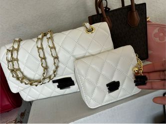 Beautiful white hand bag and wallet