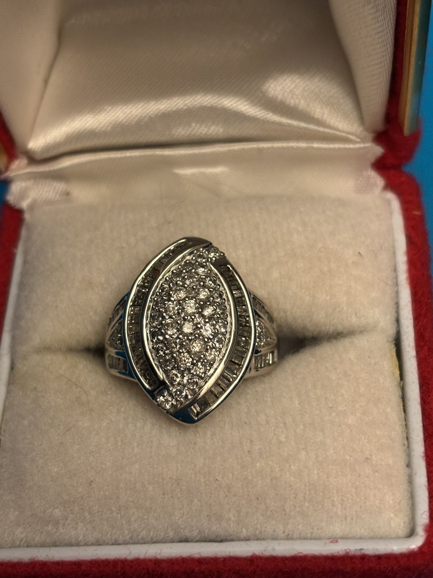 14 K White Gold Ring With Diamonds