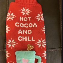 MERRY & BRIGHT HOT COCOA UGLY DOG SWEATER. CHRISTMAS. SIZE MEDIUM. 