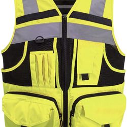 MENS (XL) HIGH VISIBILITY // PREMIUM SAFETY VEST w/ 3M REFLECTIVE STRIPS