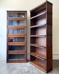 Vintage Pair or Single Oak Barrister Bookcases