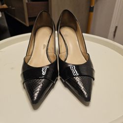 Black Leather Pumps