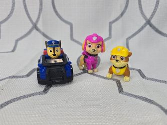Paw Patrol Toy Mighty Pups Chase with Police Vehicle Skye & Rubble Set of 3 Toys