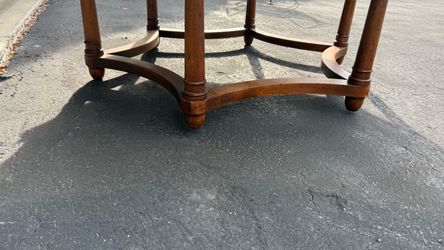 Round Wood Table with Turned Legs