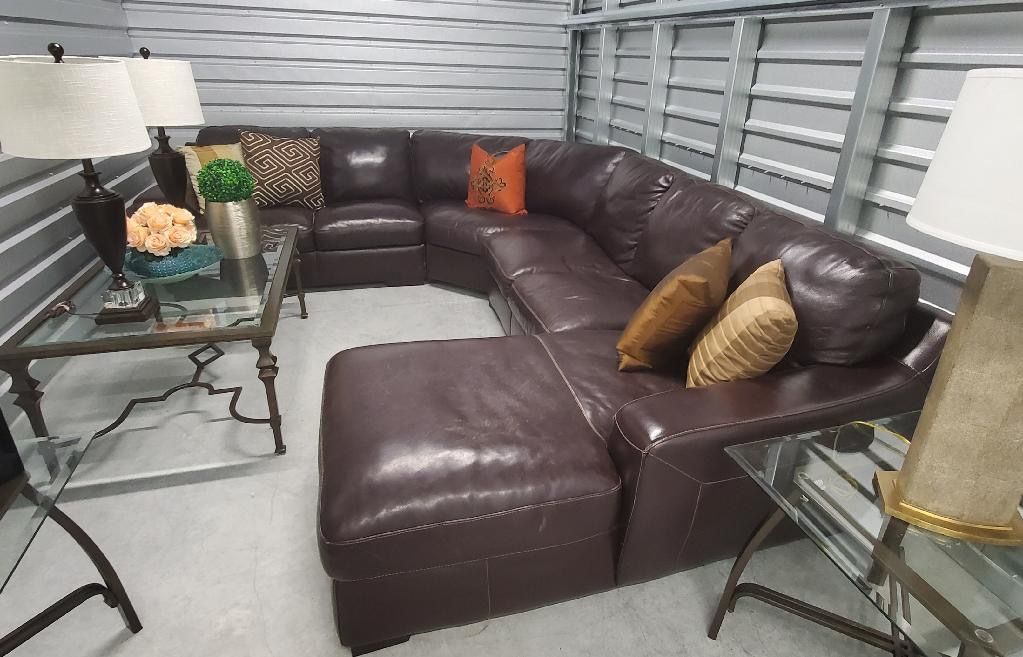 Beautiful, Elegant Luxury, Large, Brown, Italian, Leather Sectional Sofa