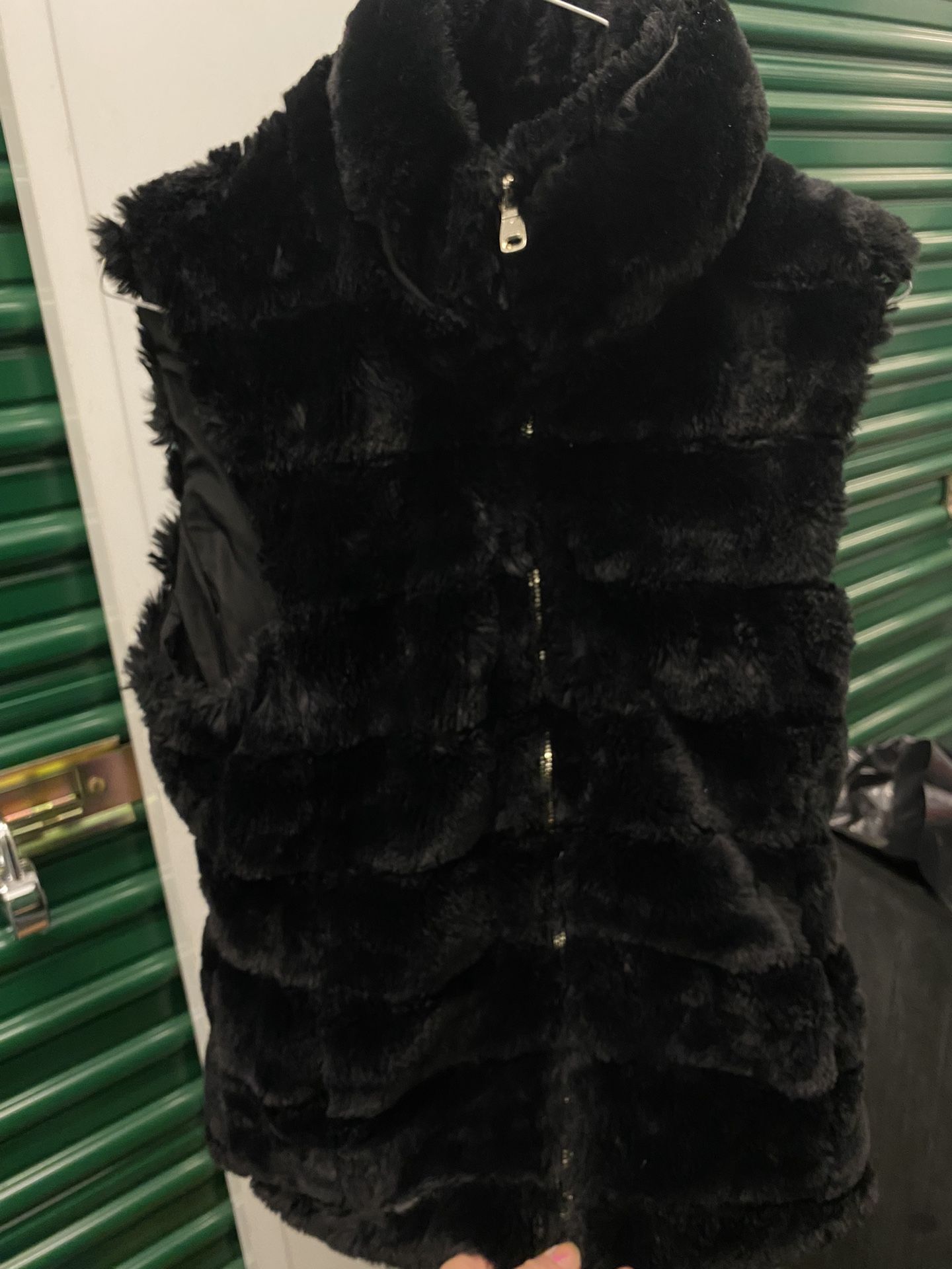 YMI Black Furry Vest