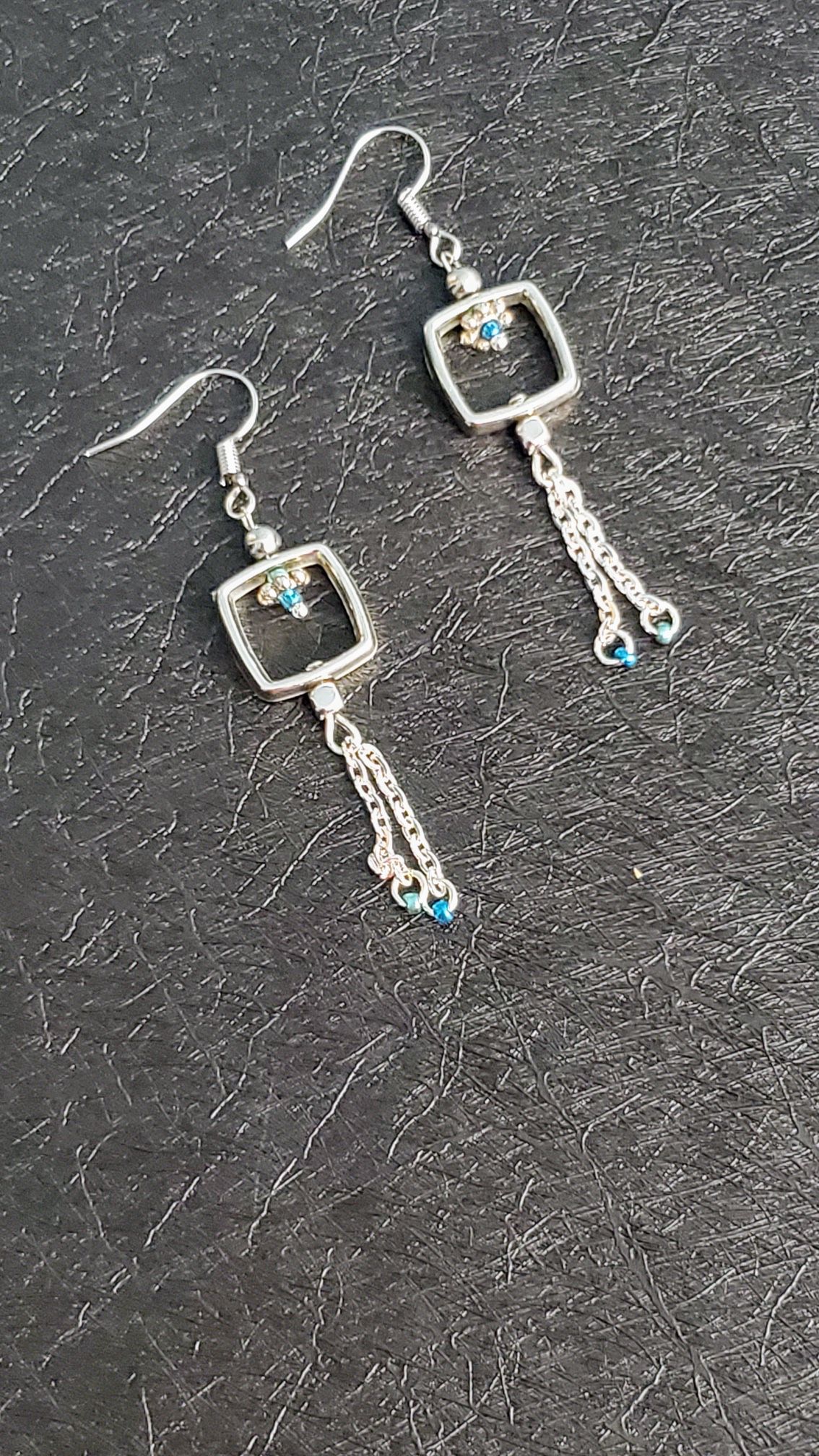 Turquoise Beaded Chain Earrings