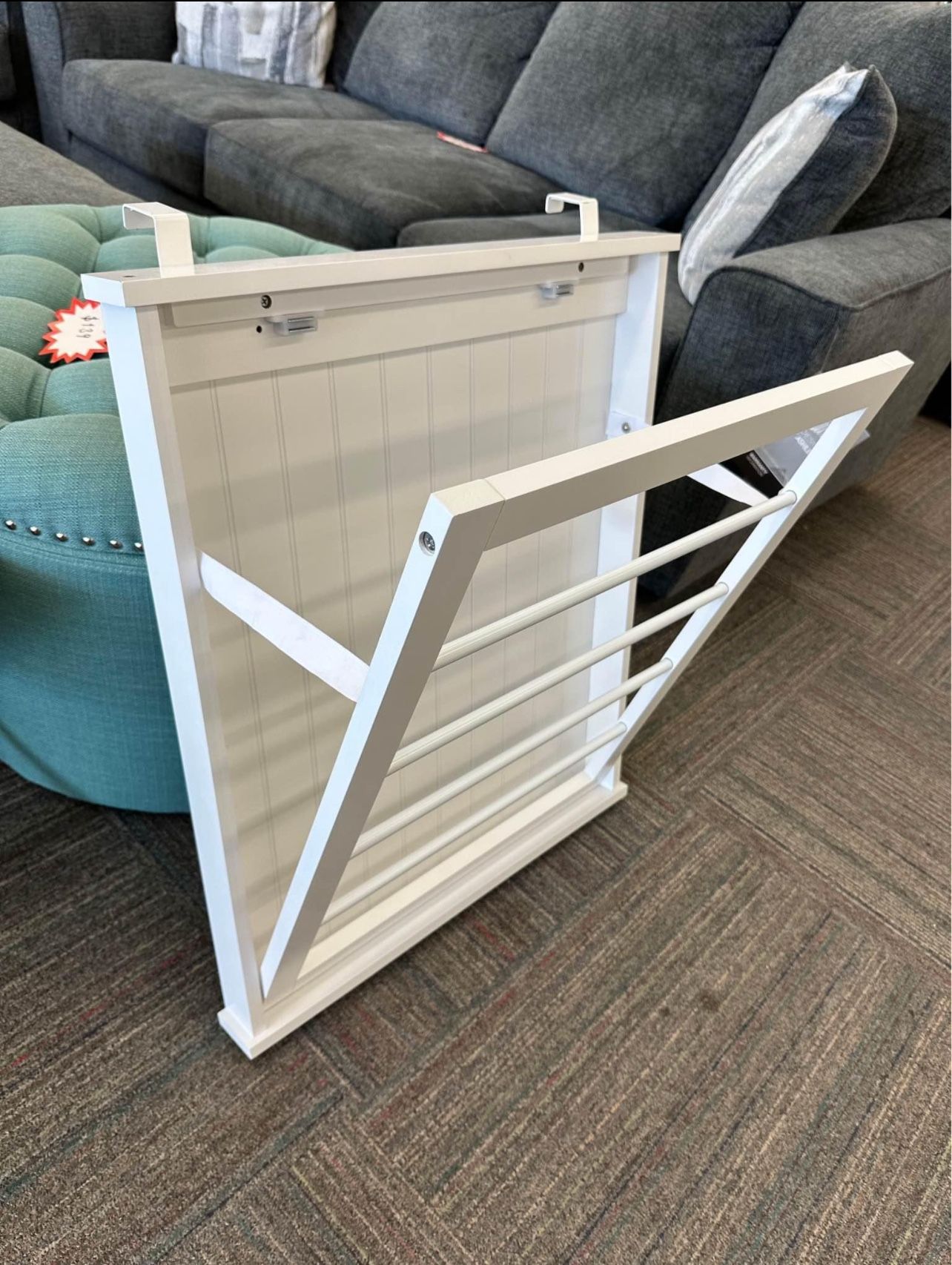 Folding Over-The-Door Or Wall-Mount Drying Rack, White, New