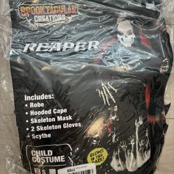 Kids Reaper Costume – Skeleton Mask & Scythe, Glows in the Dark
