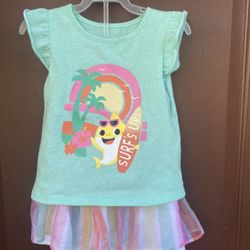 Baby Shark Tulle Shirt And Skirt Outfit 2T..