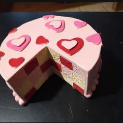 Cute Pink Heart Cake Decor 5.5" Across