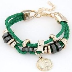 Princess Gold Tone Coin Weave Rope Bracelet
