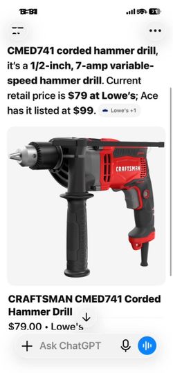 Craftsman CMED741 Corded Hammer Drill